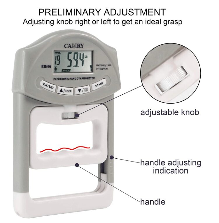 Digital Adjustable grip strength tester Electronic hand dynamometer ...